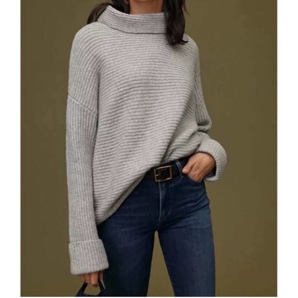 Anthropologie Gray Cowl Neck Sweater